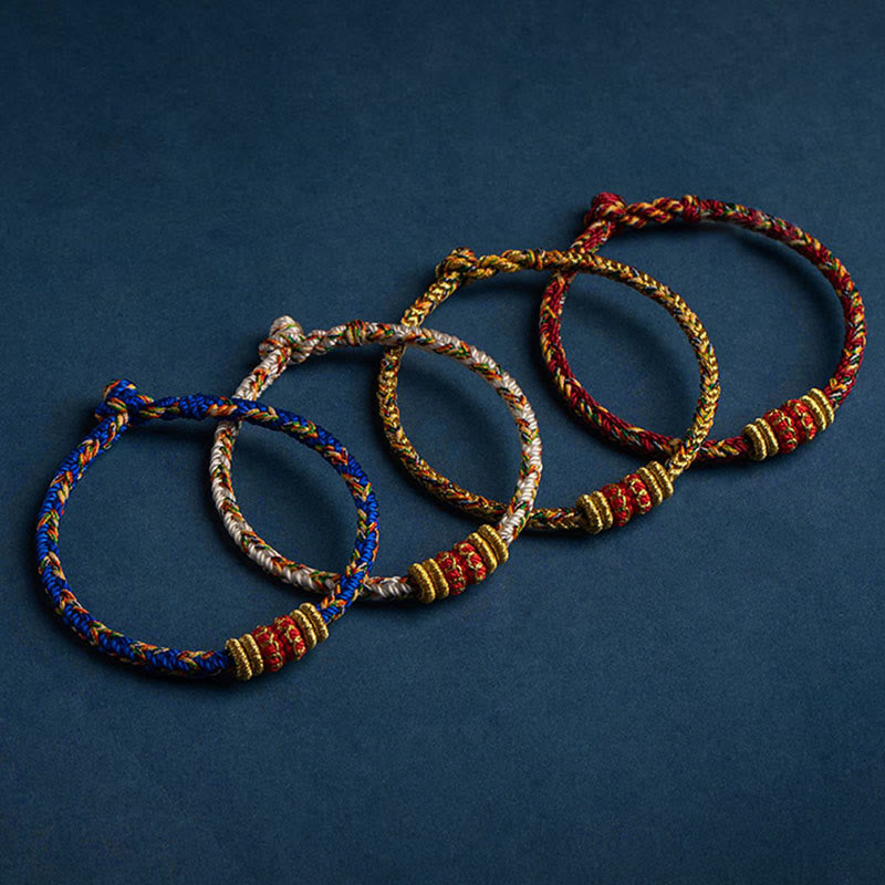 Karma Stone Tibet Handmade Chinese Zodiac Natal Buddha Luck Strength Braided String Bracelet