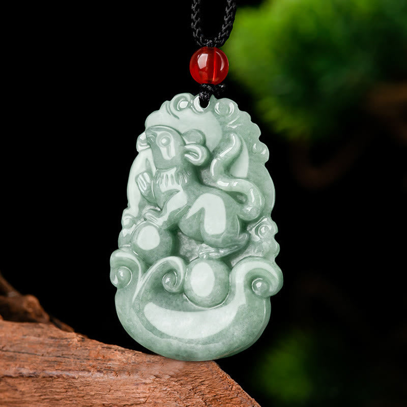 Karma Stone Natural Green Jade 12 Chinese Zodiac Luck Prosperity Necklace Pendant