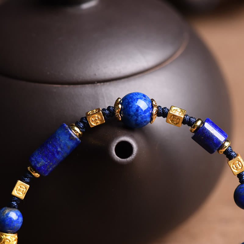 Karma Stone Handmade Natural Lazurite Bead Positive Rope Bracelet