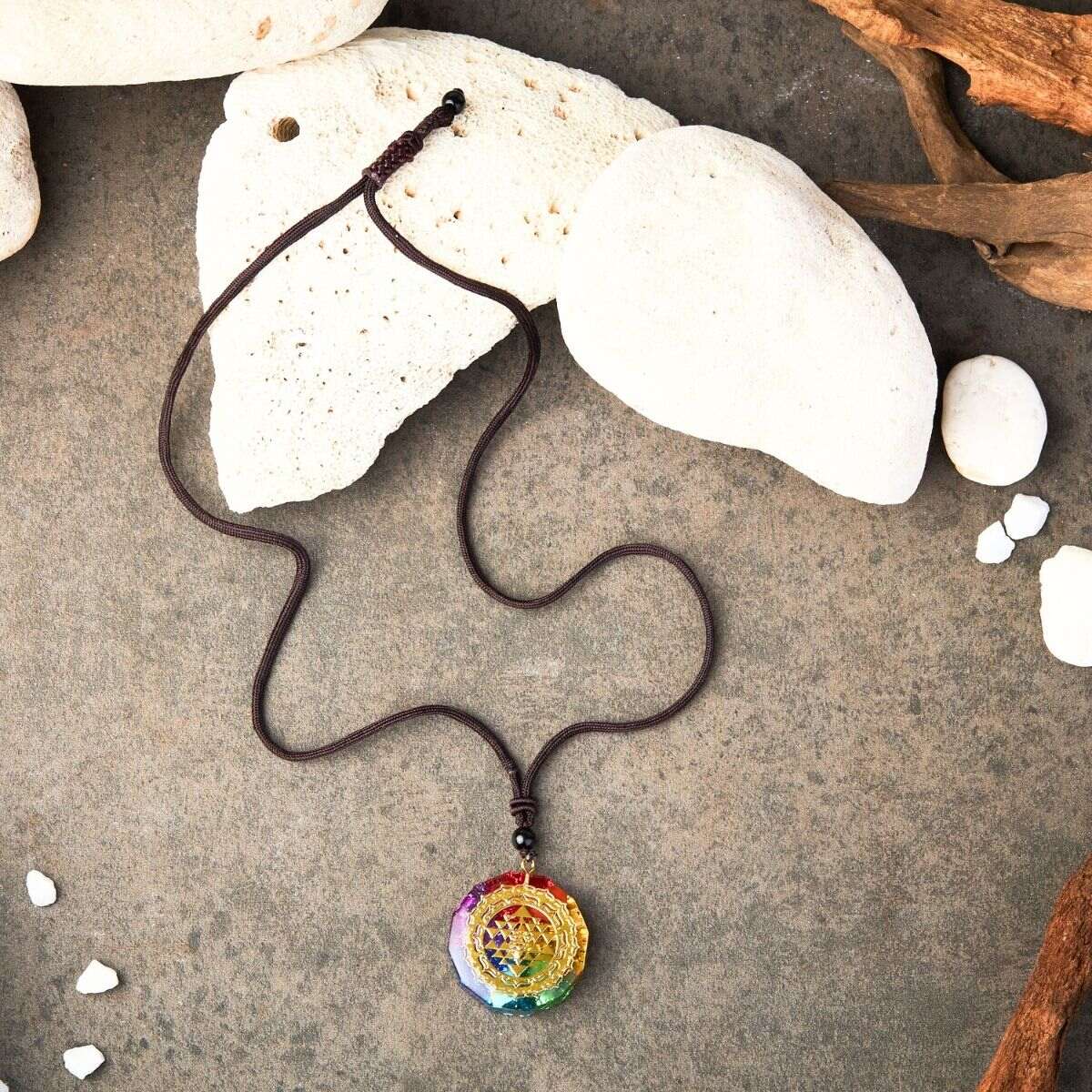 Karma Stone Chakra Orgonite Necklace - Balances Orgone Energy & EMF Protection