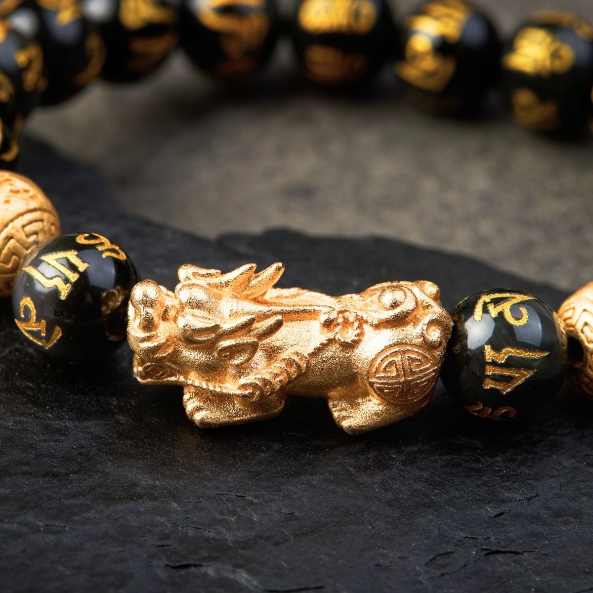 Feng Shui Stone Bead Bracelets - Pixiu Obsidian Fortune Bracelet