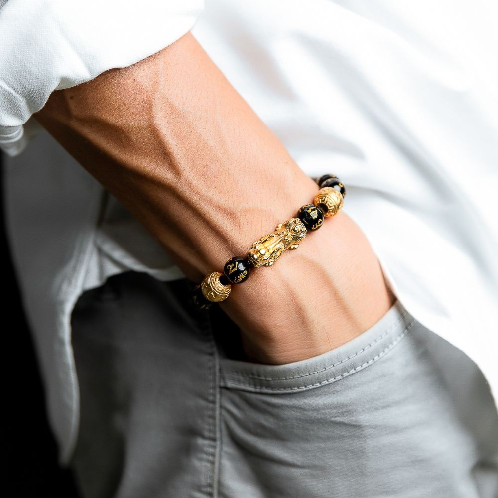 Feng Shui Stone Bead Bracelets - Pixiu Obsidian Fortune Bracelet