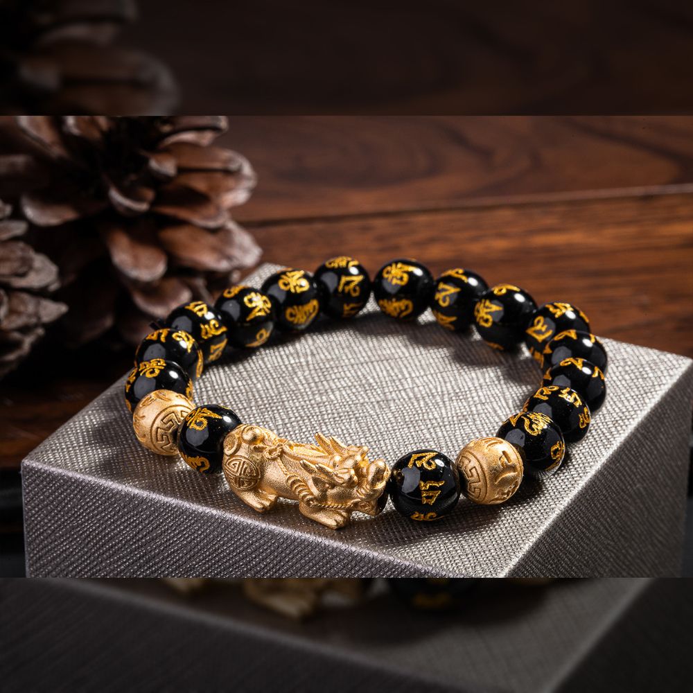 Feng Shui Stone Bead Bracelets - Pixiu Obsidian Fortune Bracelet