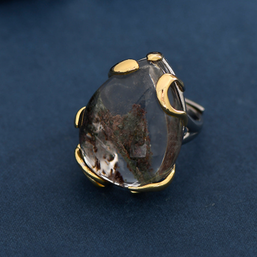 Guardian Green Crystal Silver Ring