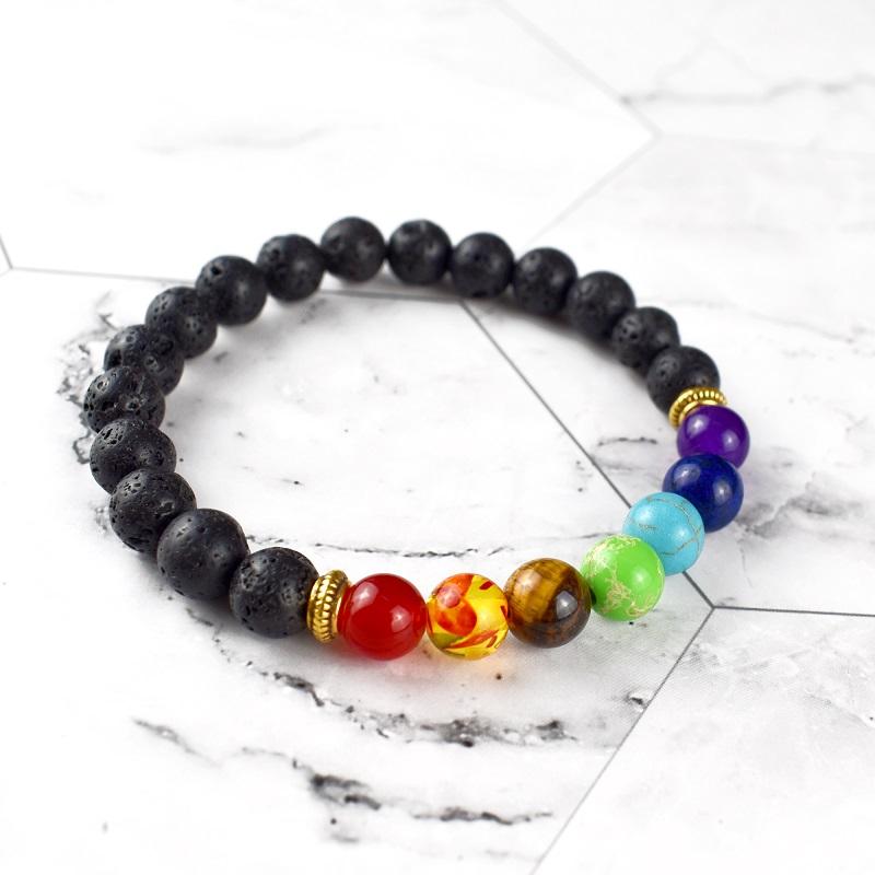 Karma Stone 7 Chakra Lava Stone Bracelet - Essential Oil Diffuser