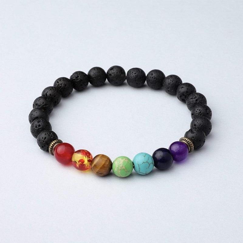 Karma Stone 7 Chakra Lava Stone Bracelet - Essential Oil Diffuser