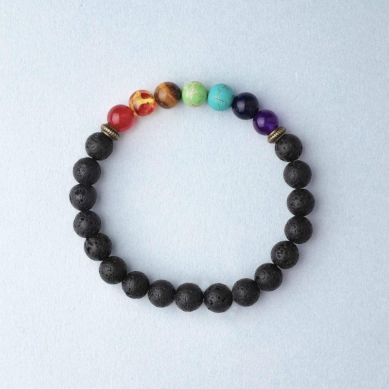 Karma Stone 7 Chakra Lava Stone Bracelet - Essential Oil Diffuser