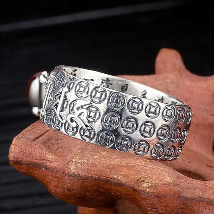 Karma Stone Natural Garnet Pixiu Ring - Feng Shui Wealth Ring