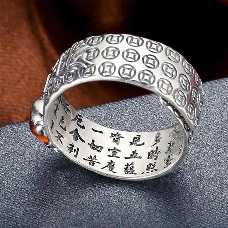 Karma Stone Natural Garnet Pixiu Ring - Feng Shui Wealth Ring