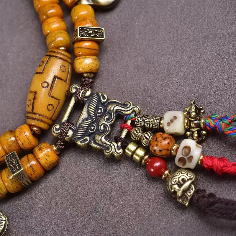 Karma Stone 108 beads Tibetan yak bone bracelet necklace