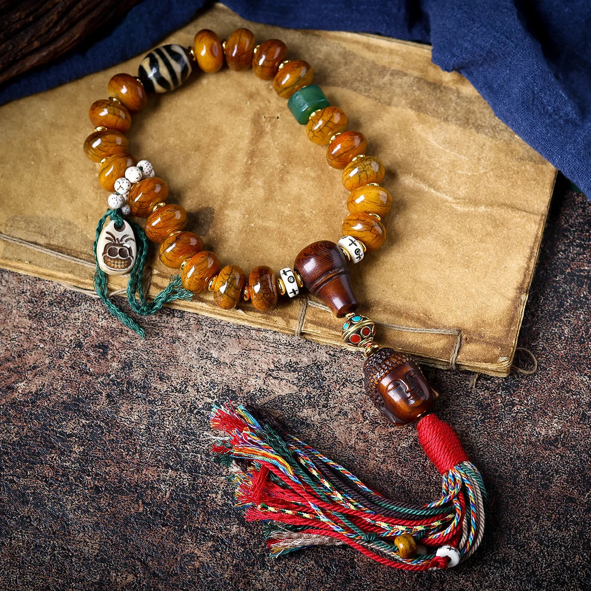 Karma Stone Tibetan Accessories Yak Abacus Beads Handheld Bone Buddha
