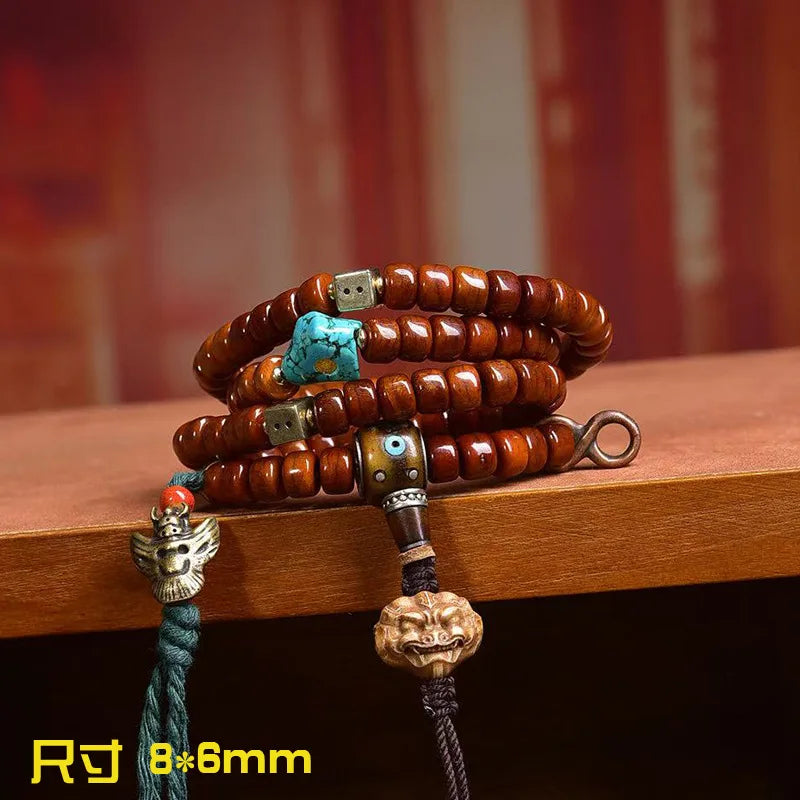 Karma Stone 108 Buddha Beads Necklace With Cow Bone Three-Way Turquoise Accessories