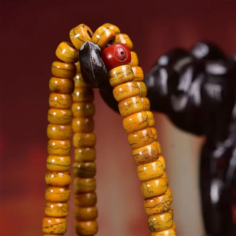 Karma Stone 108 beads Tibetan yak bone bracelet necklace