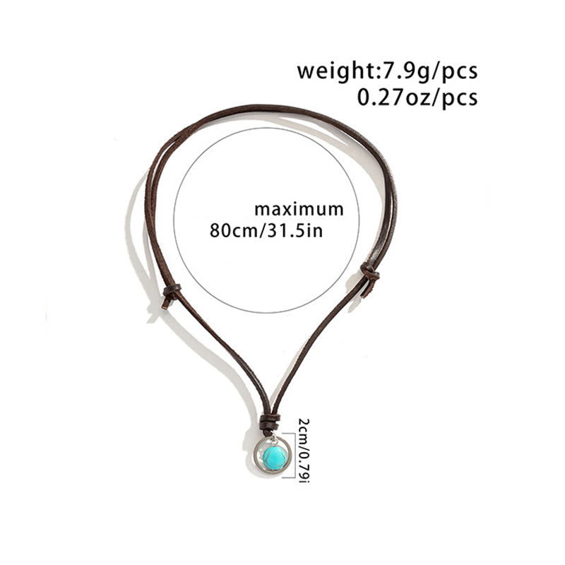 Karma Stone Round Turquoise Stone Protection Strength Necklace Pendant