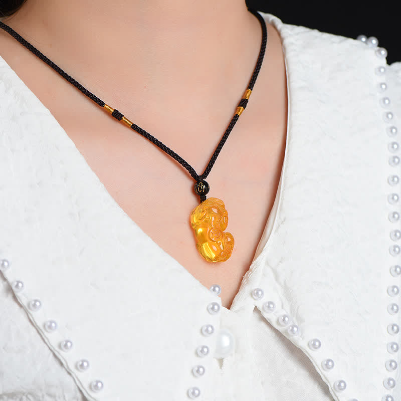 Karma Stone FengShui Citrine PiXiu Wealth Necklace Pendant