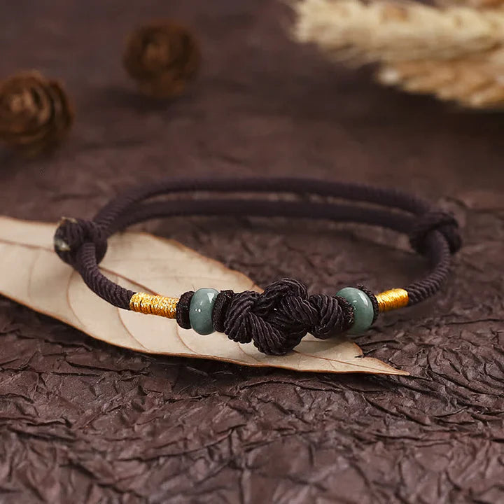 Karma Stone Red String Jade Luck Fortune Knot Braided Couple Bracelet