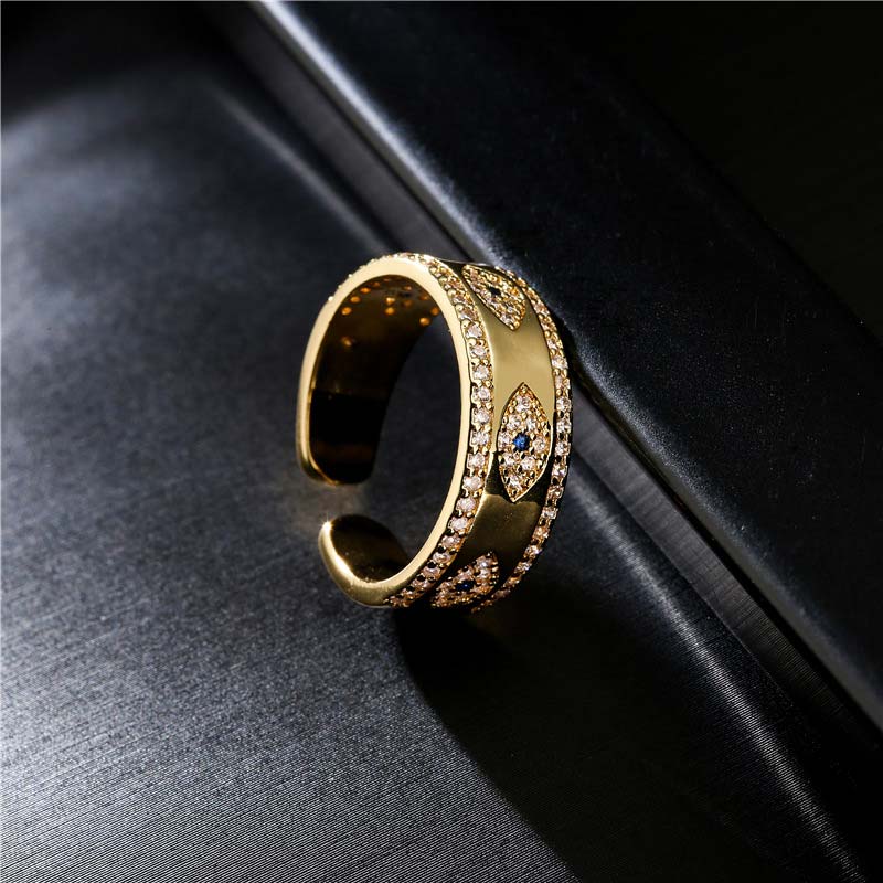Karma Stone Evil Eye Luck Blessing Copper Alloy Ring