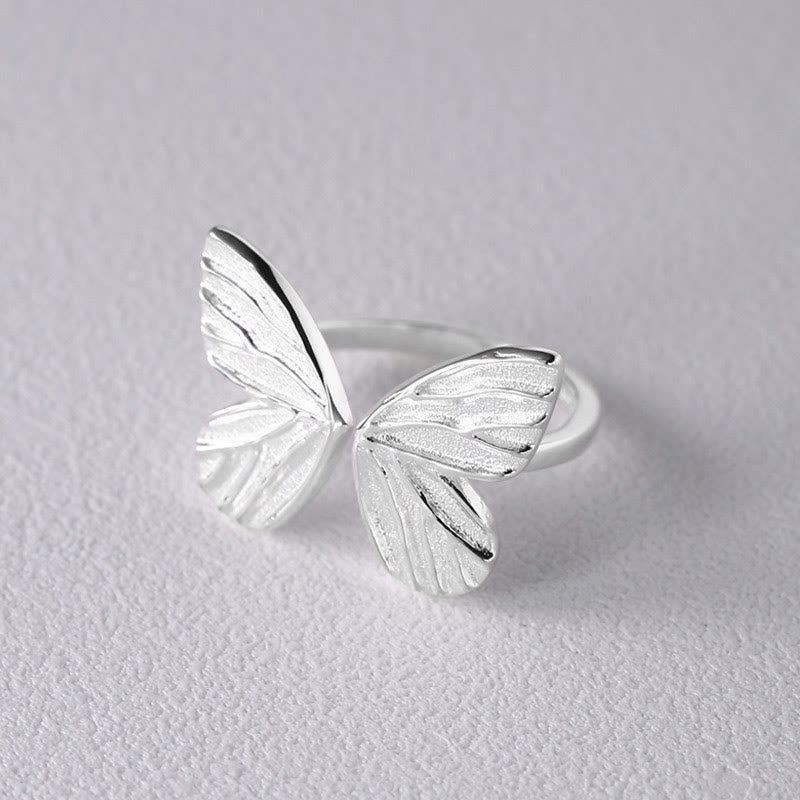 Karma Stone 925 Sterling Silver Butterfly Love Freedom Ring