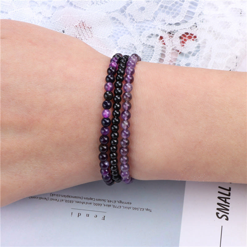 Karma Stone 3Pcs Natural Crystal Stone Inner Peace Spiritual Bracelet