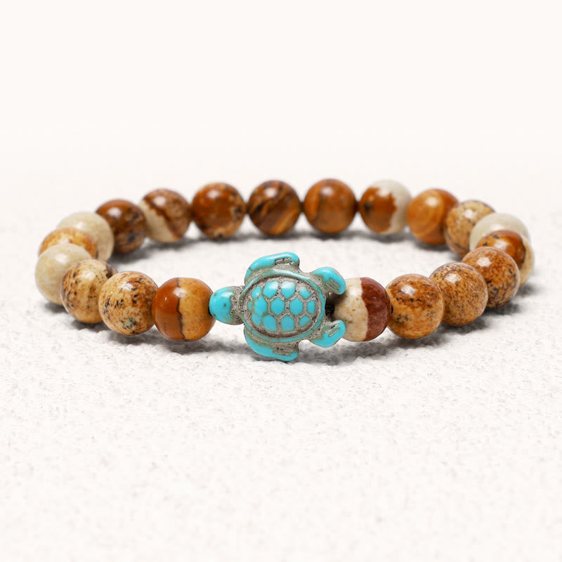Karma Stone Natural Stone Sea Turtle Turquoise Blessing Bracelet
