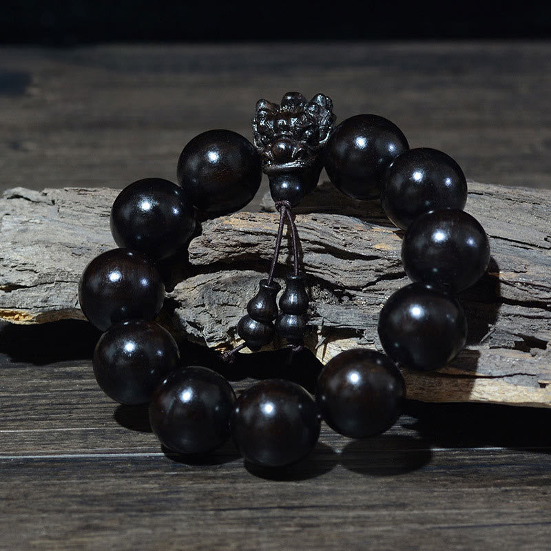 Karma Stone Rosewood Green Sandalwood Small Leaf Red Sandalwood Agarwood Dragon Carved Protection Bracelet