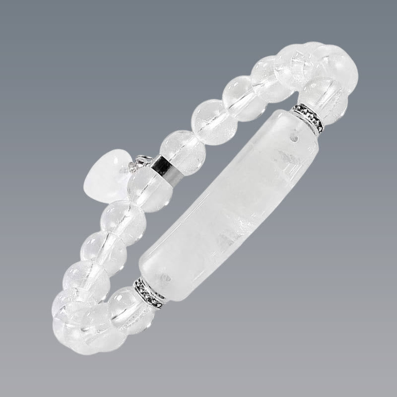 Karma Stone Natural Quartz Love Heart Healing Beads Bracelet