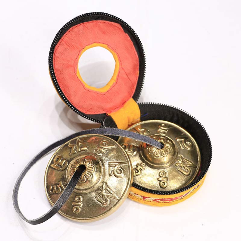 Karma Stone Tibetan Tingsha Bell Six True Words Dragon Copper Balance Decoration With Bag