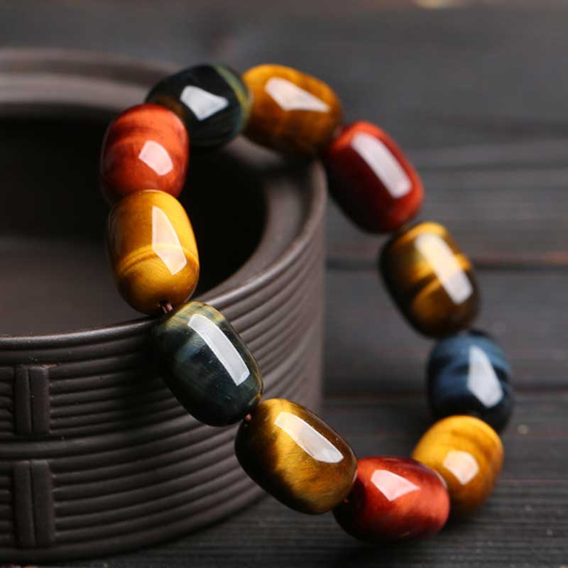 Karma Stone Natural Tiger Eye Healing Protection Bracelet