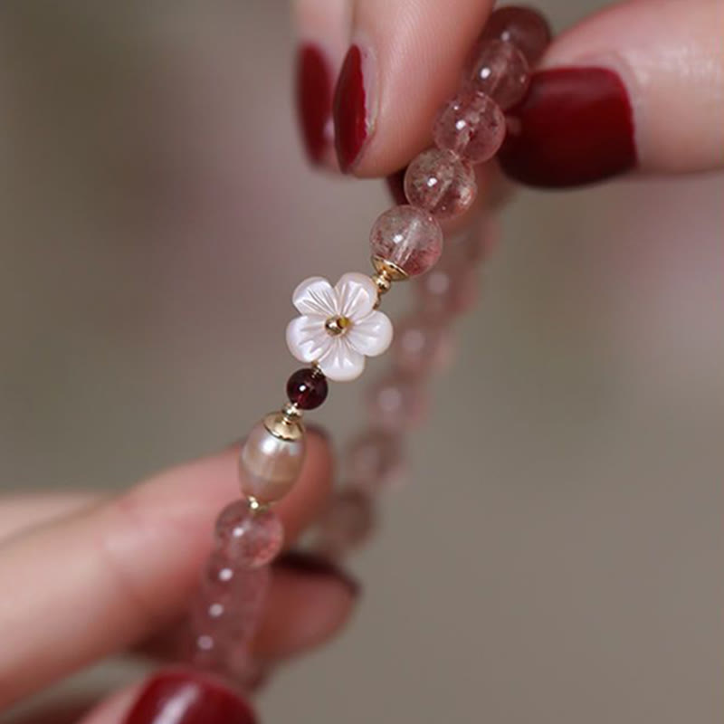 Karma Stone Strawberry Quartz Peach Blossom Love Bracelet