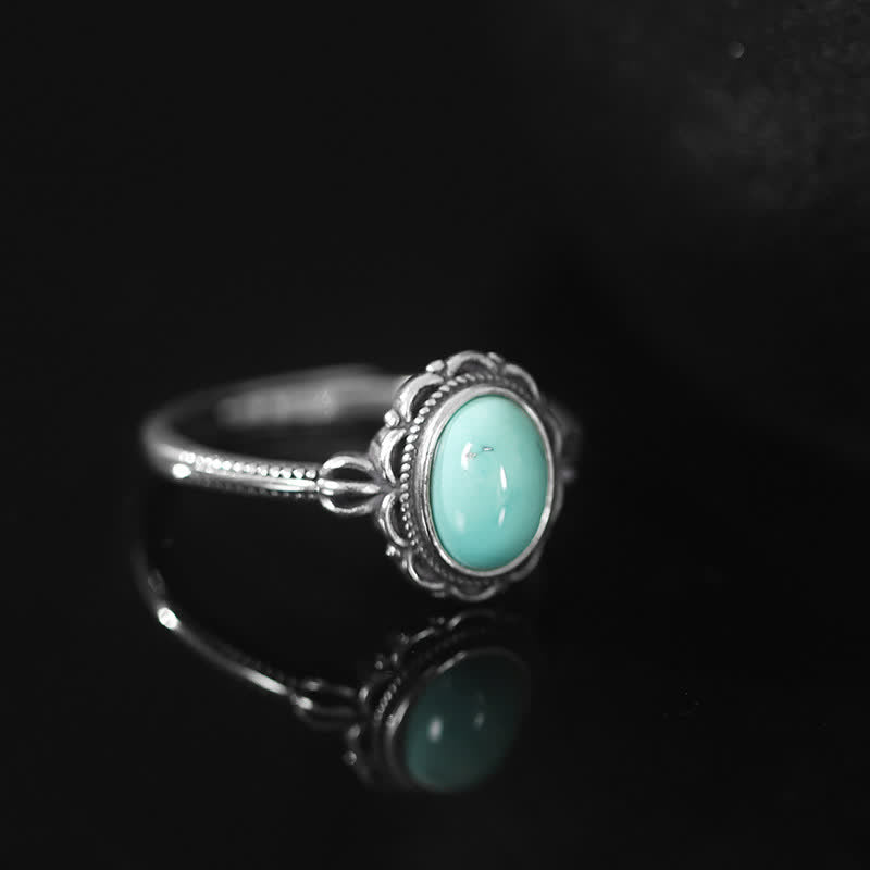 Karma Stone 925 Sterling Silver Tibetan Turquoise Red Agate Protection Ring