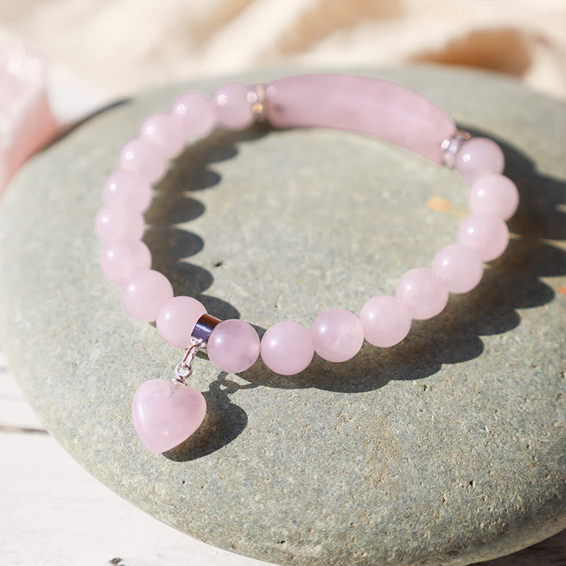 Karma Stone Natural Quartz Love Heart Healing Beads Bracelet