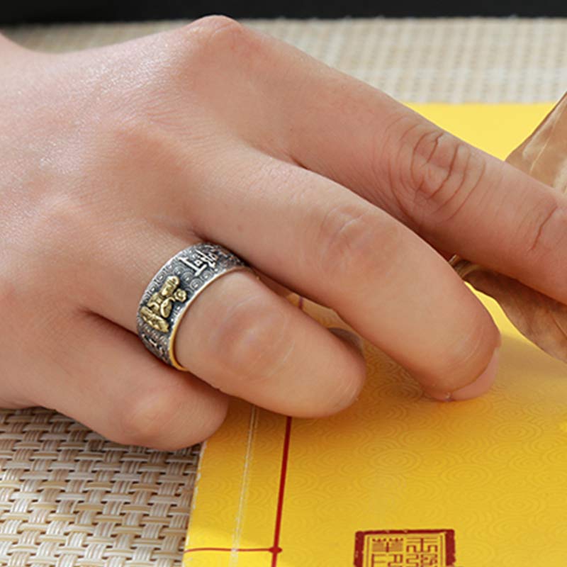 Karma Stone Chinese Zodiac Natal Buddha Wealth Luck Adjustable Ring