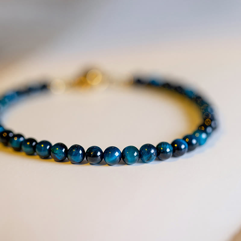 Karma Stone Natural Blue Tiger Eye Stone Protection Chain Bracelet