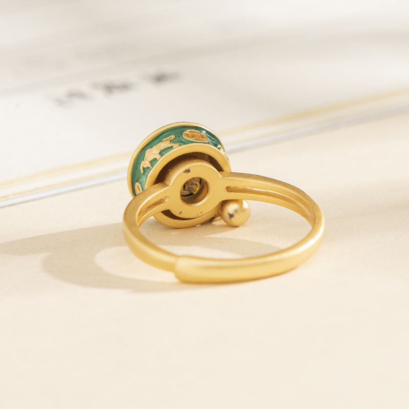 Karma Stone Yin Yang Copper Luck Wealth Rotatable Ring