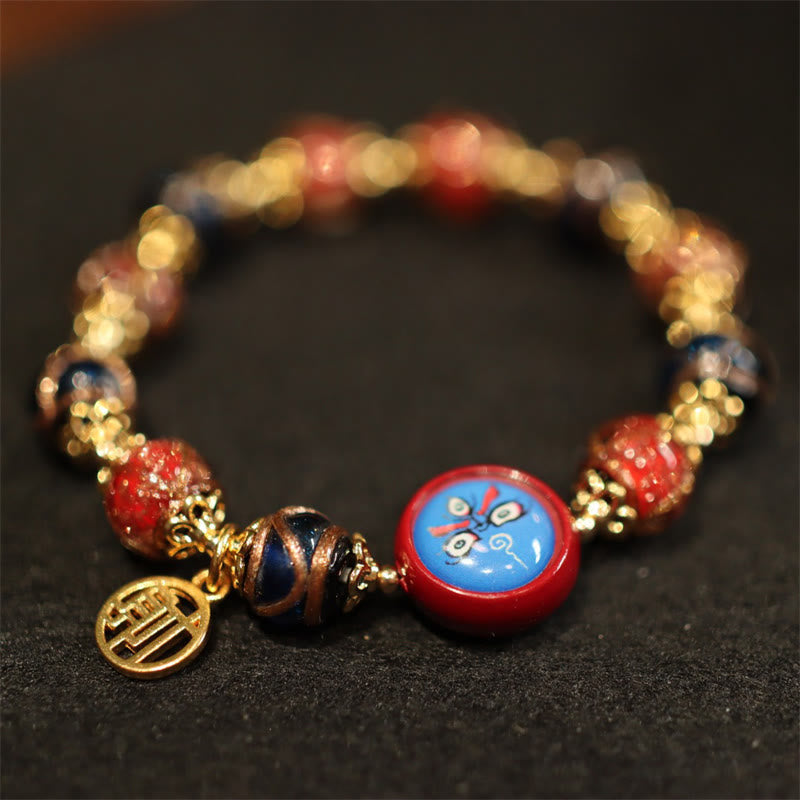 Karma Stone Tibetan Gold Swallowing Beast Family Five God Of Wealth Thangka Fortune Bead Bracelet