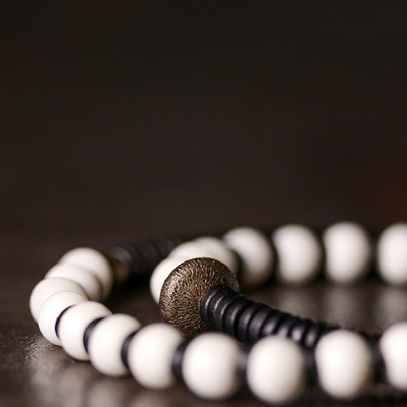 Karma Stone Yak Bone Ebony Wood Copper Strength Couple Bracelet