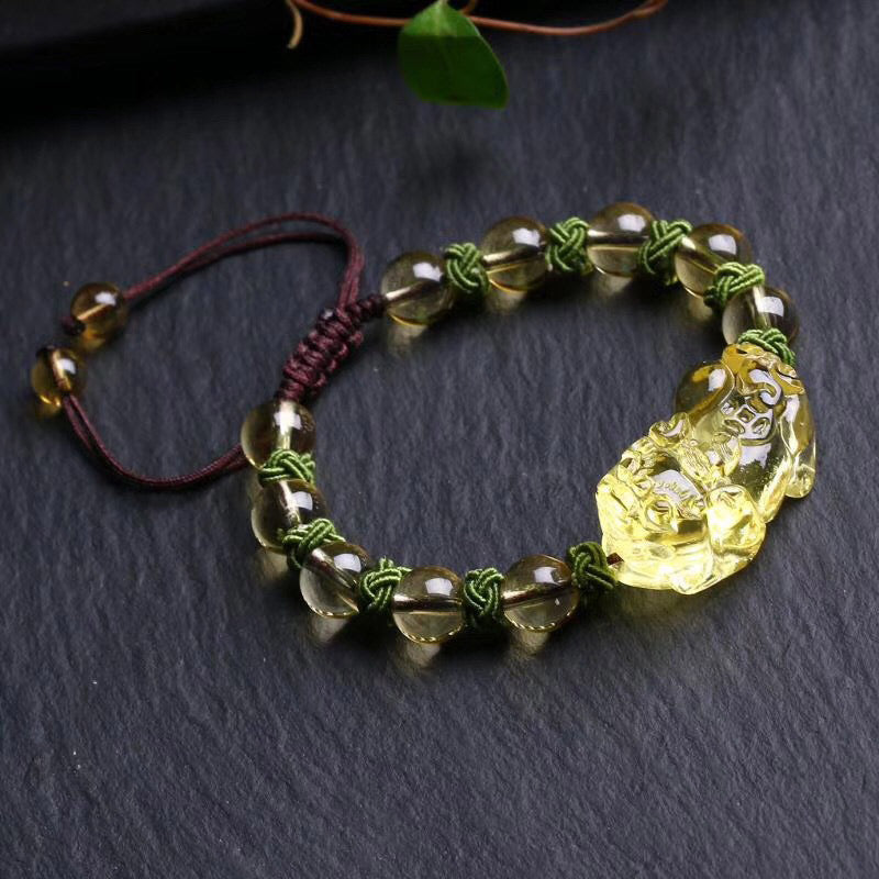Karma Stone Natural Citrine Pixiu Wealth Protection Bracelet