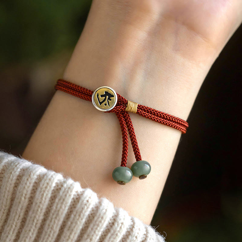 Karma Stone 925 Sterling Silver Handmade Chinese Zodiac Natal Buddha Cyan Bodhi Seed Protection Braided Red String Bracelet
