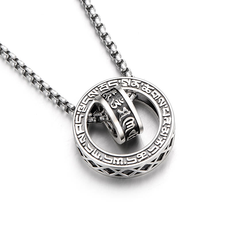 Karma Stone Tibetan Om Mani Padme Hum Carved Peace Purity Chain Necklace Pendant