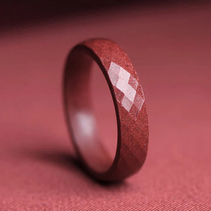 Karma Stone Cinnabar Om Mani Padme Hum Auspicious Clouds Blessing Ring