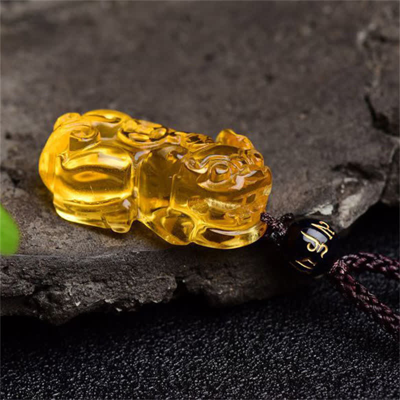Karma Stone FengShui Citrine PiXiu Wealth Necklace Pendant