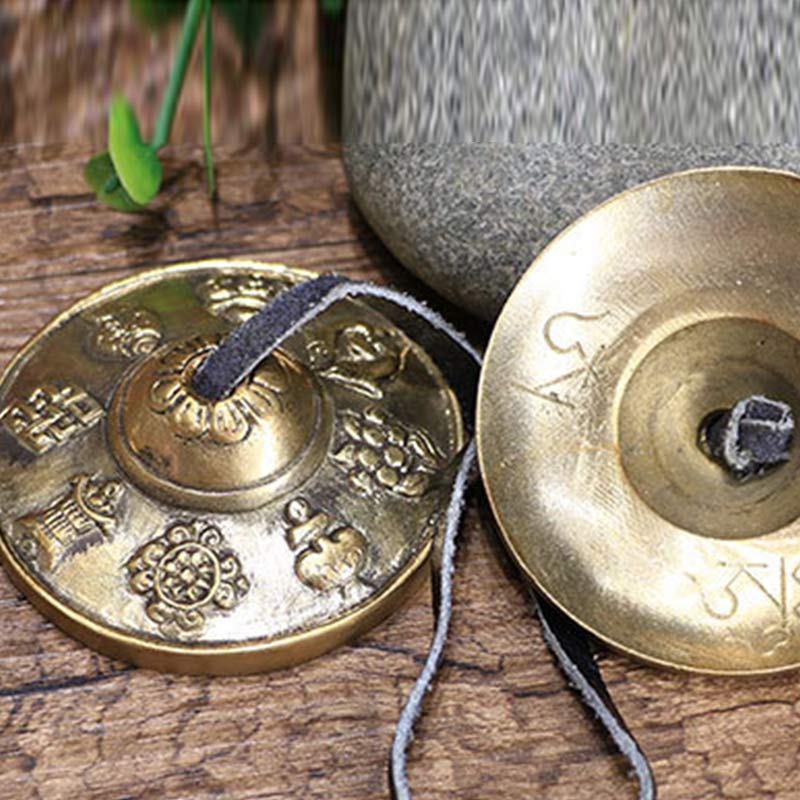 Karma Stone Tibetan Tingsha Bell Six True Words Dragon Copper Balance Decoration With Bag