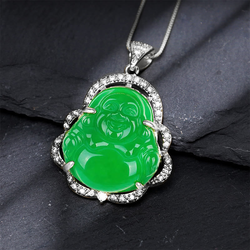 Karma Stone Good Luck Laughing Buddha Necklace