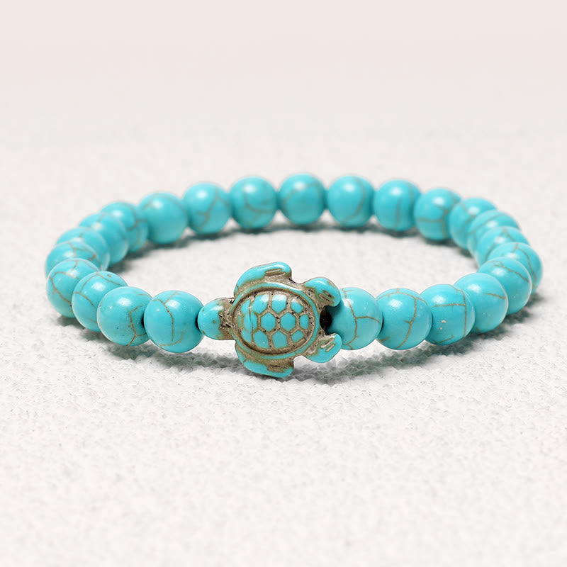Karma Stone Natural Stone Sea Turtle Turquoise Blessing Bracelet