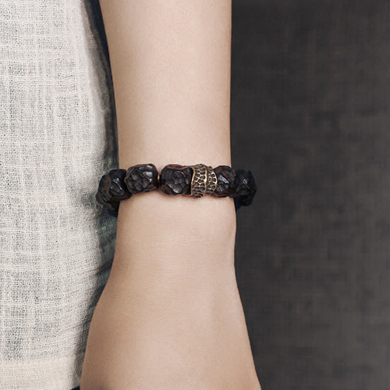 Karma Stone Ebony Wood Copper Peace Balance Couple Bracelet