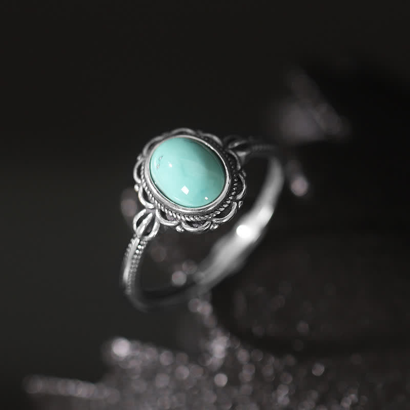 Karma Stone 925 Sterling Silver Tibetan Turquoise Red Agate Protection Ring