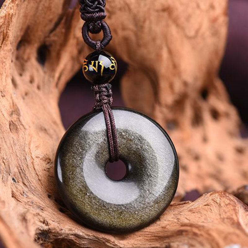Karma Stone Tibetan Obsidian Protection Necklace