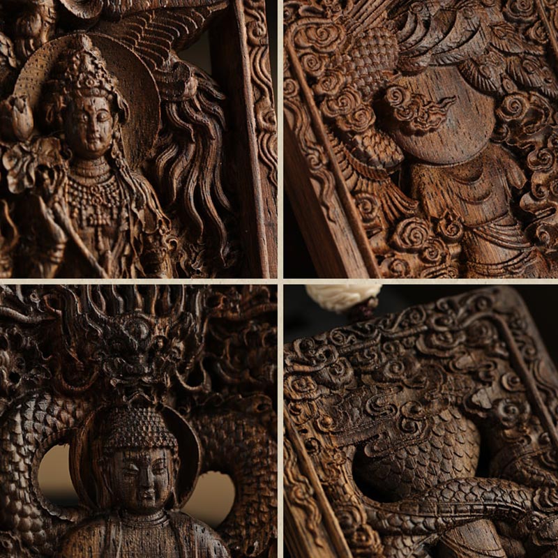 Karma Stone Chinese Zodiac Natal Buddha Brunei Agarwood PiXiu Dragon Peace Necklace Pendant