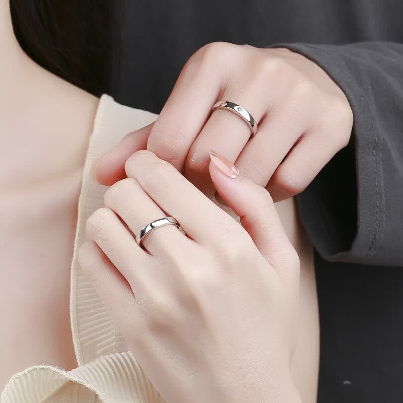 Karma Stone 925 Sterling Silver Sun Moon Protection Adjustable Couple Ring