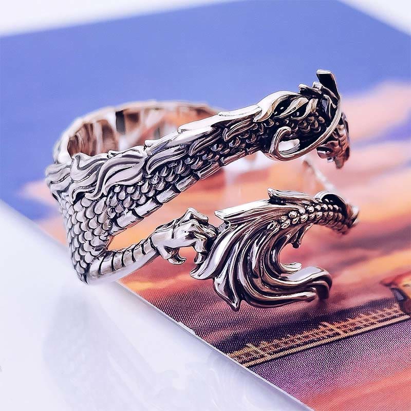 Karma Stone Vintage Dragon Pattern Protection Ring
